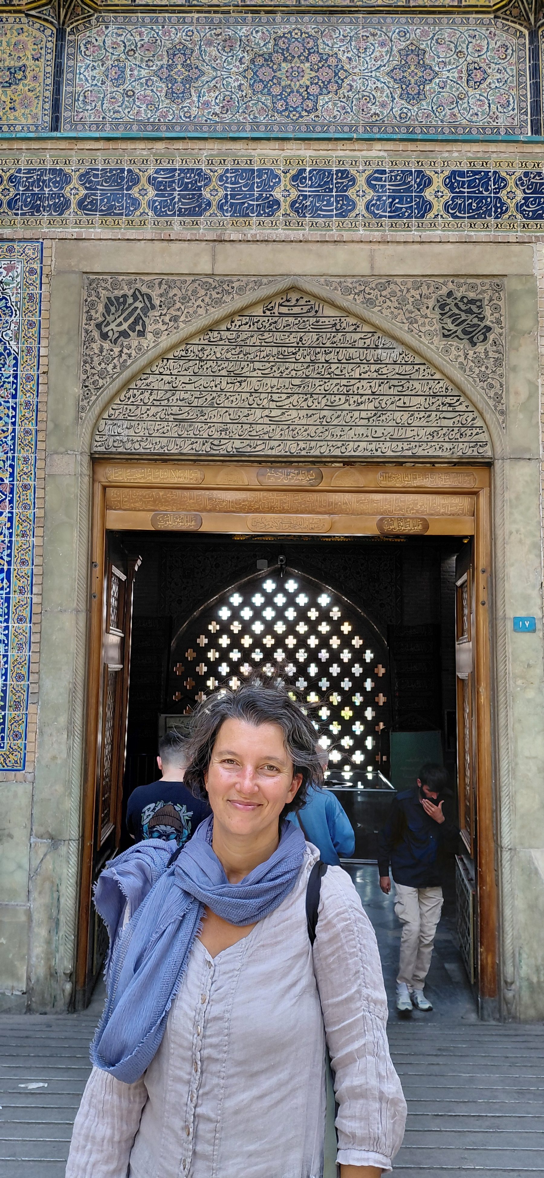 Beneath the tilework of a mosque entrance